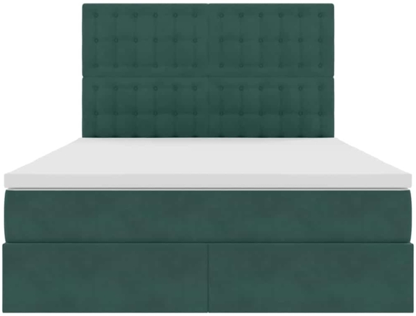 vidaXL Bett mit Stauraum und LED Dunkelgrün 140x200 cm Samt 3372156 Bild 6