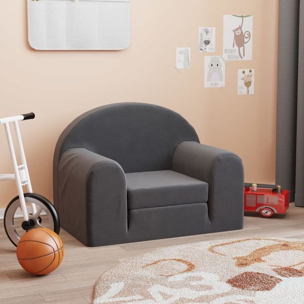 vidaXL Schlafsofa für Kinder Anthrazit Weicher Plüsch 341799