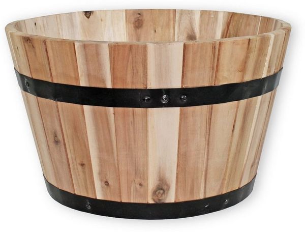 colourliving Pflanzkübel Pflanzkübel Holz rund 40 cm Holzfass Blumenkübel Blumentopf Akazieholz (1x Pflanzkübel), Wasserablaufloch, Naturprodukt, Pflanztopf