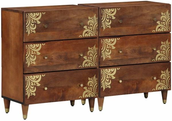 vidaXL Sideboard 2 pcs Honigbraun 60 x 33 x 75 cm Massivholz Mango 3310145