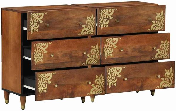 vidaXL Sideboard 2 pcs Honigbraun 60 x 33 x 75 cm Massivholz Mango 3310145