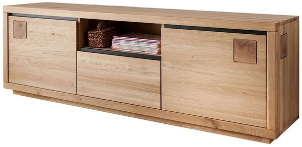 Lomadox Lowboard WINCHESTER-69, TV Board Fernsehschrank 170 cm Eiche massiv geölt Hirnholz-Detail