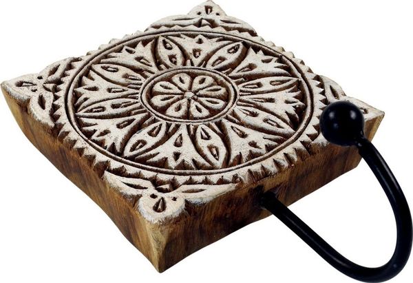 Guru-Shop Kleiderhaken Indischer Wandhaken Ornament - Blüte