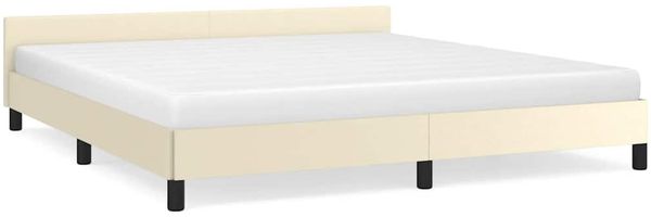 Doppelbett, Bettgestell Modernen mit Kopfteil ohne Matratze Creme 160x200 cm d941e