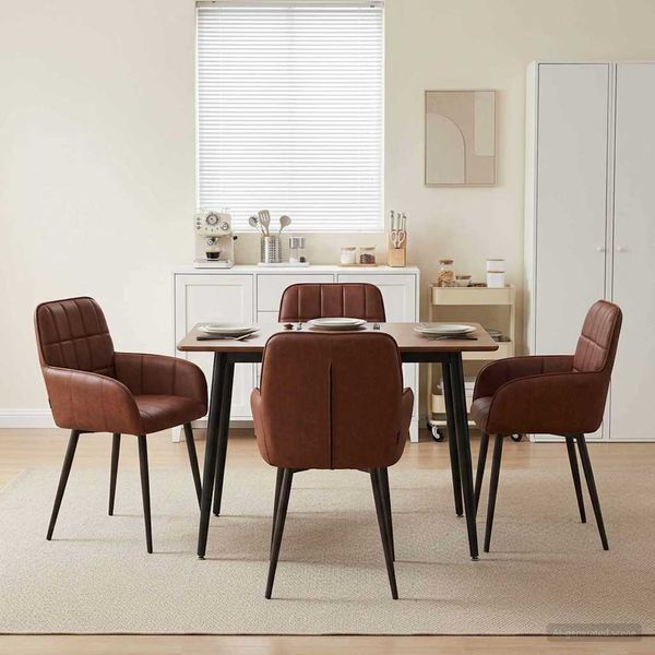 vidaXL Esszimmerstühle 4 pcs Kunstleder Glänzendes Braun 3428188