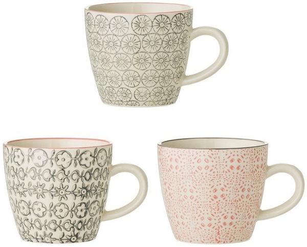 Bloomingville Becher Bloomingville Cécile Tasse 220 ml Rose Steingut 3er Set, Steingut