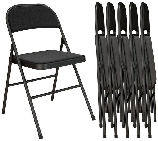 HOMCOM Klappstuhl Campingstuhl gepolstert (Klappbar Bürostuhl, 2 St), für Gäste, Büro, Camping, Schwarz