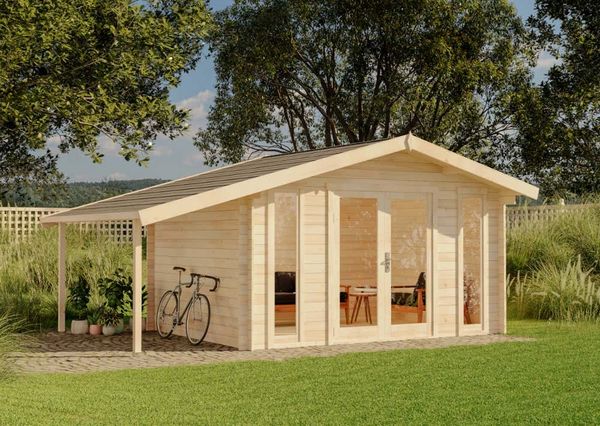 Alpholz Gartenhaus Mirko Modern mit Schleppdach Gartenhaus aus Holz Holzhaus mit 28 mm Wandstärke inklusive Schleppdach Blockbohlenhaus mit Montagematerial