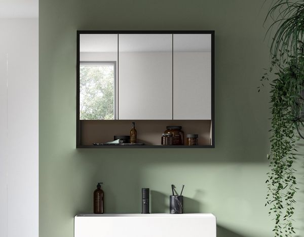 welltime Spiegelschrank Locri, Höhe 68 cm, 2 Spiegeltüren (1-St) modernes Design, Spiegelschrank, Badschrank, Bad