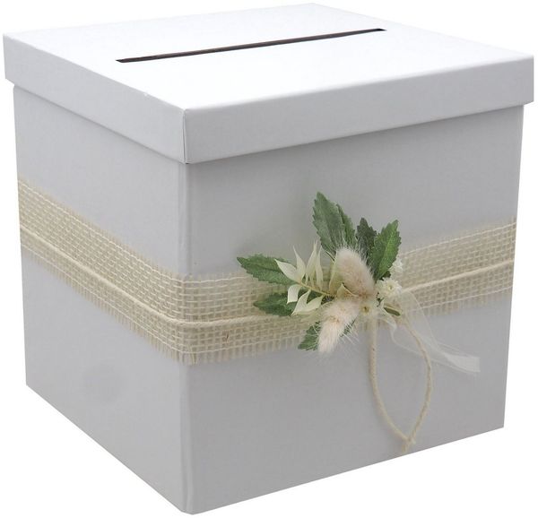ZauberDeko Geschenkbox Briefbox Kartenbox Hochzeit Vintage Trockenblumen Creme Geldgeschenk