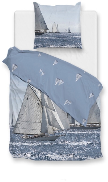 Zo! Home Cotton Bettwäsche 135x200 Regatta blue Segelboot Meer Maritim Bild 1