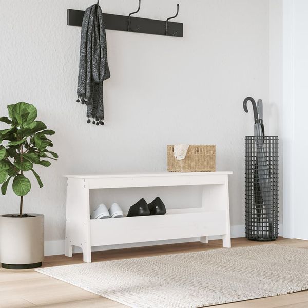 vidaXL Flurbank Weiß 100 x 28 x 45 cm Massivholz Kiefer 837383