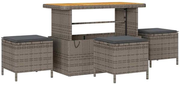 vidaXL Gartensofa-set mit Kissen mit Speicher 14 pcs Grau Poly Rattan 3364933 Bild 4