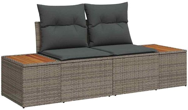 vidaXL Gartensofa-set mit Kissen mit Speicher 14 pcs Grau Poly Rattan 3364933 Bild 6