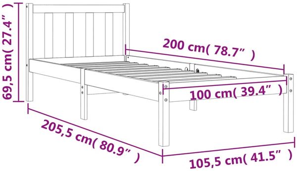 vidaXL Massivholzbett ohne Matratze Wachsbraun 100x200 Kiefernholz 844807 Bild 9