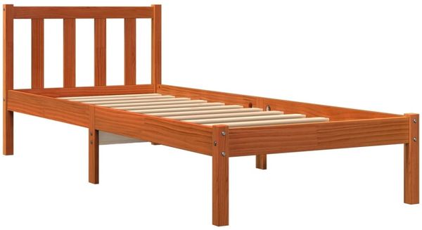 vidaXL Massivholzbett ohne Matratze Wachsbraun 100x200 Kiefernholz 844807 Bild 3