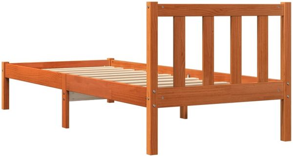 vidaXL Massivholzbett ohne Matratze Wachsbraun 100x200 Kiefernholz 844807 Bild 5