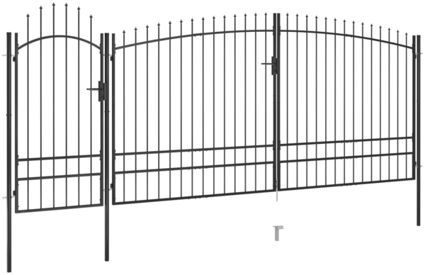 vidaXL Gartentor mit Speerspitzen 5x2,45 m Schwarz 146326