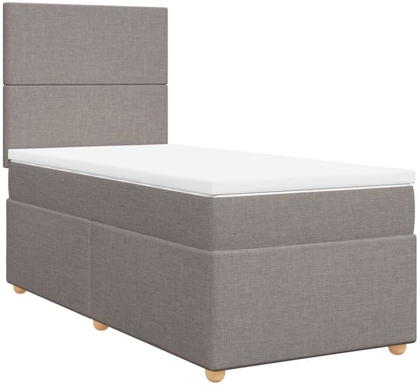 vidaXL Boxspringbett mit Matratze Taupe 90x190 cm Stoff 3293432 Bild 3