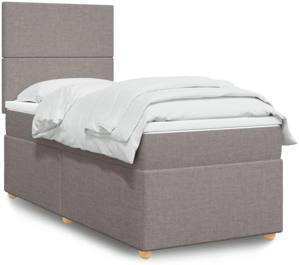 vidaXL Boxspringbett mit Matratze Taupe 90x190 cm Stoff 3293432