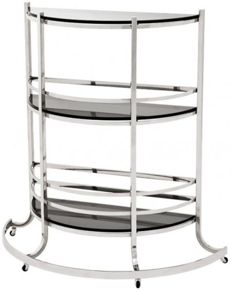 Casa Padrino Luxus Bar Trolley Servierwagen aus Edelstahl und Glas 95 x 42,5 x H. 100 cm - Luxus Hotel & Restaurant Einrichtung Möbel