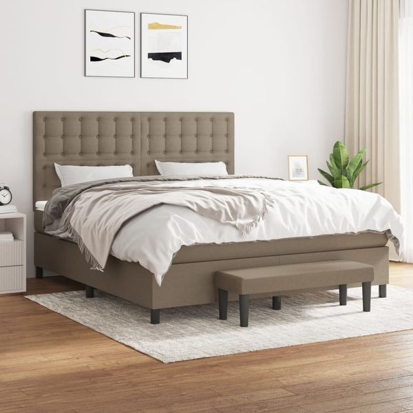 vidaXL Boxspringbett mit Matratze Taupe 180x200 cm Stoff 3136937