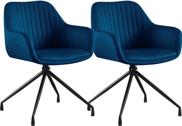 CLP 'Welby' 2er-Set Esszimmerstuhl, drehbar, bis zu 150 kg belastbar, 48 cm Sitzhöhe, Dunkelblau