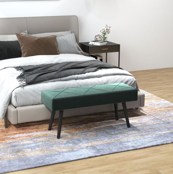 Polsterbank 100 x 36 x 45 cm in Samtoptik mit Stahlbeinen – vielseitige Sitzbank für Wohn-, Flur- und Schlafzimmer