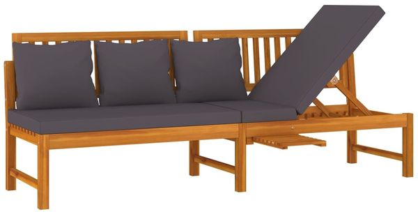 vidaxL Tagesbett mit Grauen Kissen 200x60x75 cm Massivholz Akazie 312145 Bild 2