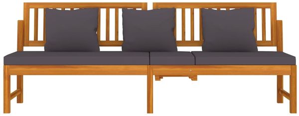 vidaxL Tagesbett mit Grauen Kissen 200x60x75 cm Massivholz Akazie 312145 Bild 4