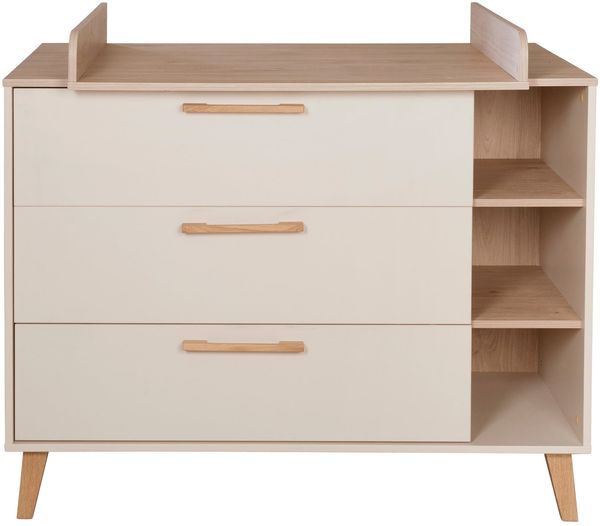 roba Wickelkommode 'Jil' - mit 3 Schubladen - Soft-Close - inkl. Wickelaufsatz - Cashmere / Chestnut