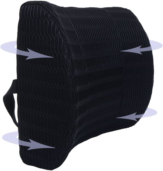 Lendenkissen HWC-N77, Rückenkissen Lordosenstütze, Memory Foam Stoff/Textil waschbar Befestigungsgürtel schwarz