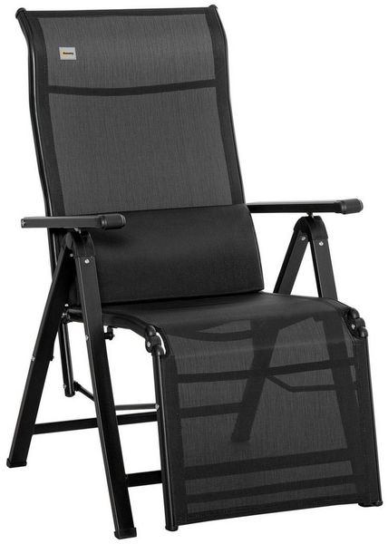 Outsunny Gartenliege Sonnenliege 1 Position verstellbar, Liegestuhl, 1 St, Schwerelosigkeitssessel, Textilene Schwarz 70L x 65B x 111H cm