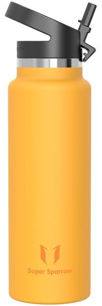Super Sparrow Trinkflasche Edelstahl 1.5L - Breite Öffnung SwivelSip Thermosflasche - BPA-Frei Thermoskanne, Ergonomisch Trinkflaschen Strohhalm für Sport, Travel, Schule, Outdoor