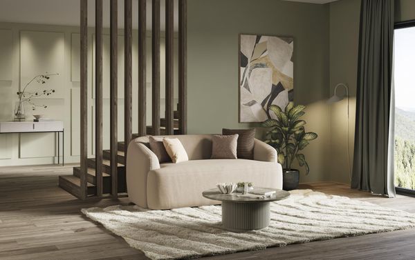 DOMO. collection Sofa Parika, 2 Sitzer, organische Form, Garnitur, Polstersofa, 2er Couch, 177 x 113 x 81 cm (BxTxH), Taupe (grau)