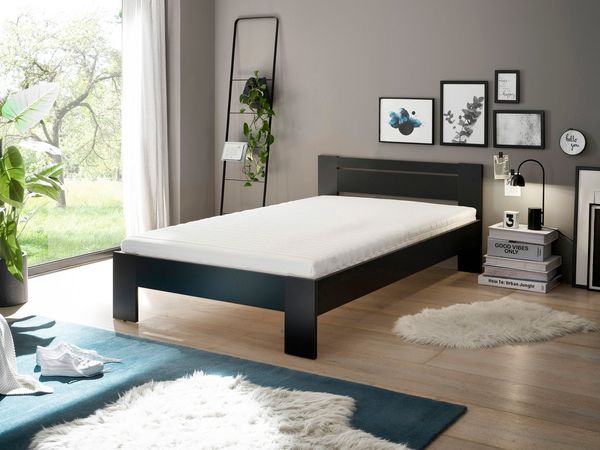 CANNES Futonbett 120x200 cm - Minimalistisches Jugendzimmer Bett in Schwarz - 125 x 71 x 204 cm (B/H/T)