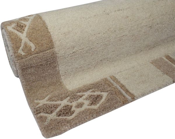 Dekowe Wollteppich Valeria, rechteckig, Höhe: 11 mm, reine Wolle, Kurzflor, mit Bordüre, Wohnzimmer
