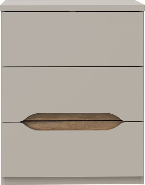 Nachtkommode >EDWAL< 3 Schübe, Sand / Mauvelle Eiche - 50,4x63,5x41,5cm (BxHxT)