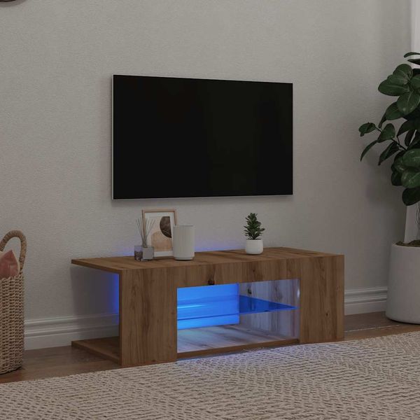 vidaXL TV-Schrank mit LED-Leuchten Artisan-Eiche 90x39x30 cm 856326