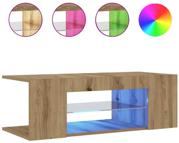 vidaXL TV-Schrank mit LED-Leuchten Artisan-Eiche 90x39x30 cm 856326 Bild 1