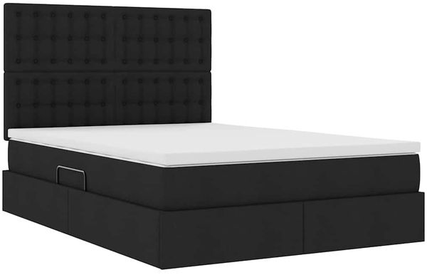 vidaXL Aufbewahrungsbett mit Matratze Schwarz 140 x 190 cm Stoff 3371906 Bild 5