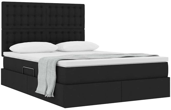 vidaXL Aufbewahrungsbett mit Matratze Schwarz 140 x 190 cm Stoff 3371906 Bild 3