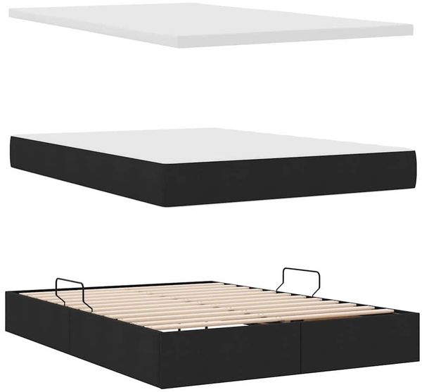 vidaXL Aufbewahrungsbett mit Matratze Schwarz 140 x 190 cm Stoff 3371906 Bild 8