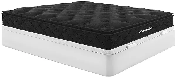 Vente-unique - BLACK DREAM Mattress and bed base set Holz, PlatteSamt SchwarzWeiß - B 180 cm x H 30 cm28 cm x L 200 cm