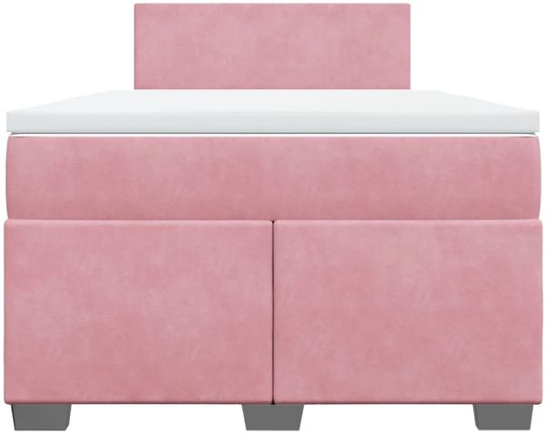 vidaXL Boxspringbett mit Matratze Rosa 120x200 cm Samt 3286281 Bild 4