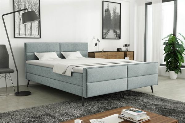 Boxspringbett Schlafzimmerbett GRANADA 200x200cm Stoff Gemma Eisblau
