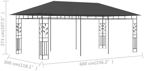vidaXL Pavillon mit Moskitonetz 6x3x2,73 m Anthrazit 47974 Bild 6