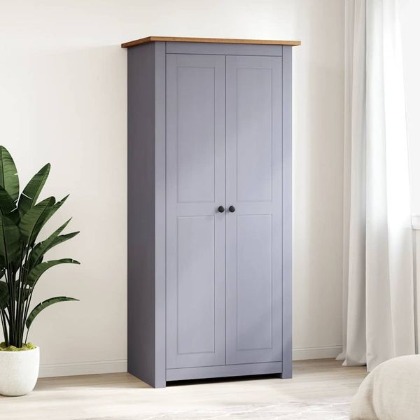 vidaXL Kleiderschrank Grau 80x50x171,5 cm Kiefernholz Panama 282665