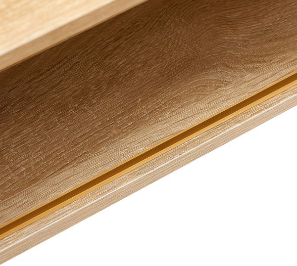 Couchtisch H 40 x T 55 x B 105 cm, MDF in Naturholzoptik mit Rattan-Schiebetür Bild 9