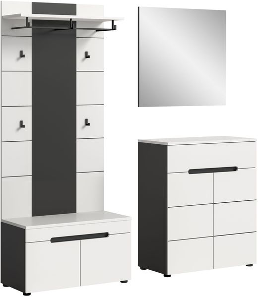Garderobenkombination (B/H/T: 175x190x37 cm) in weiß Nachbildung